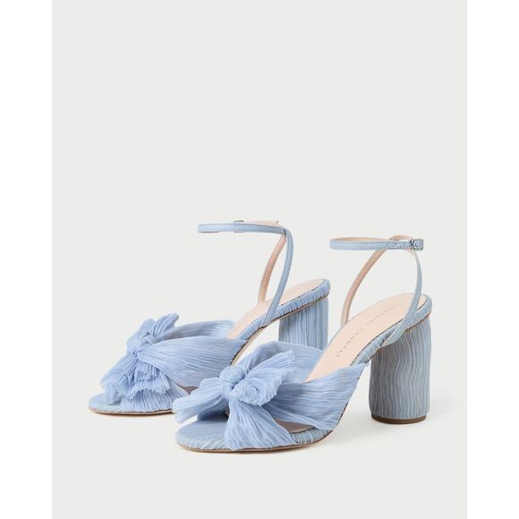 Loeffler Randall Camellia Blue Pleated Bow Heel Size 8 $395 - Picture 2 of 13